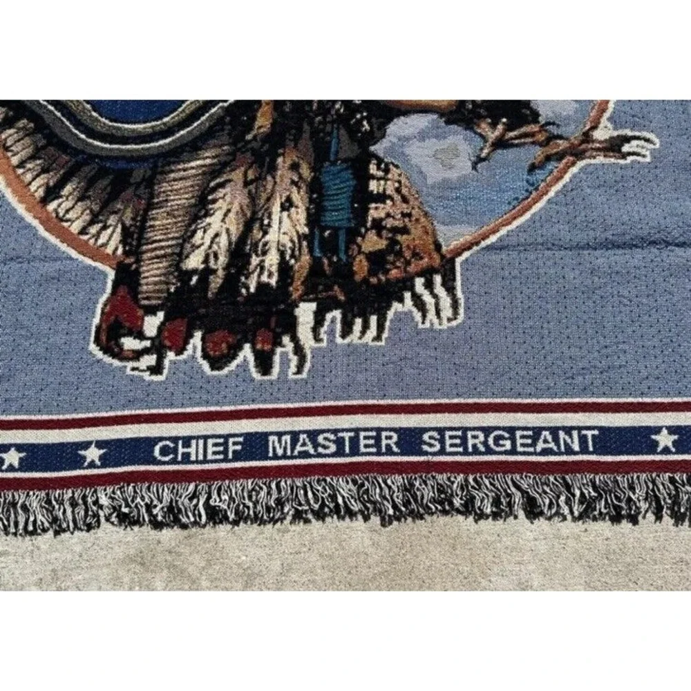 USAF United States Air Force Chief Master Sergeant Woven Tapestry Blanket 50x60